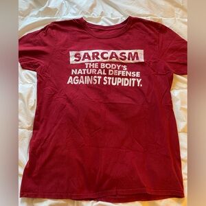 Red Graphic Tee with Sarcasm Print